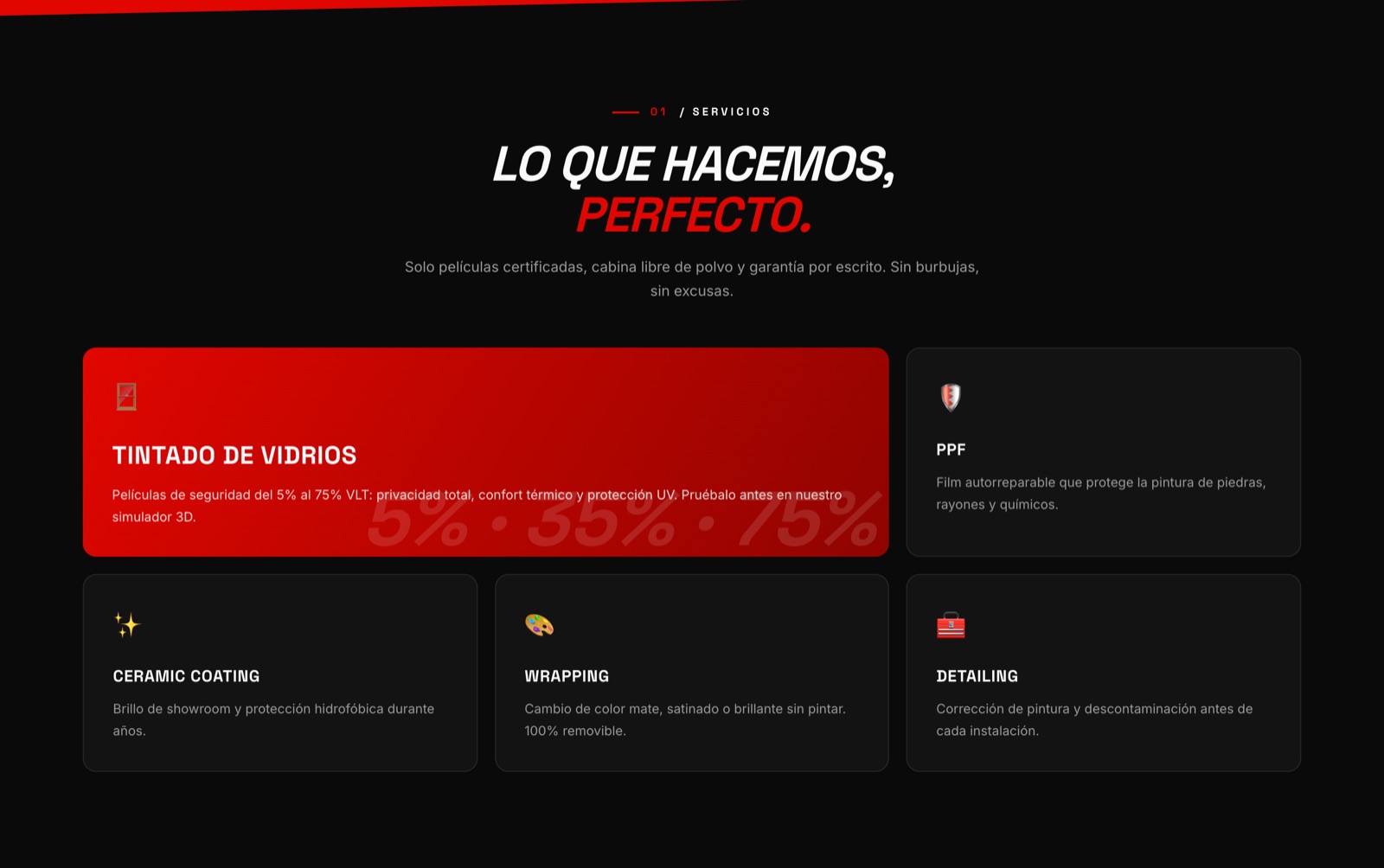 Boss Window Tinting: sección de servicios